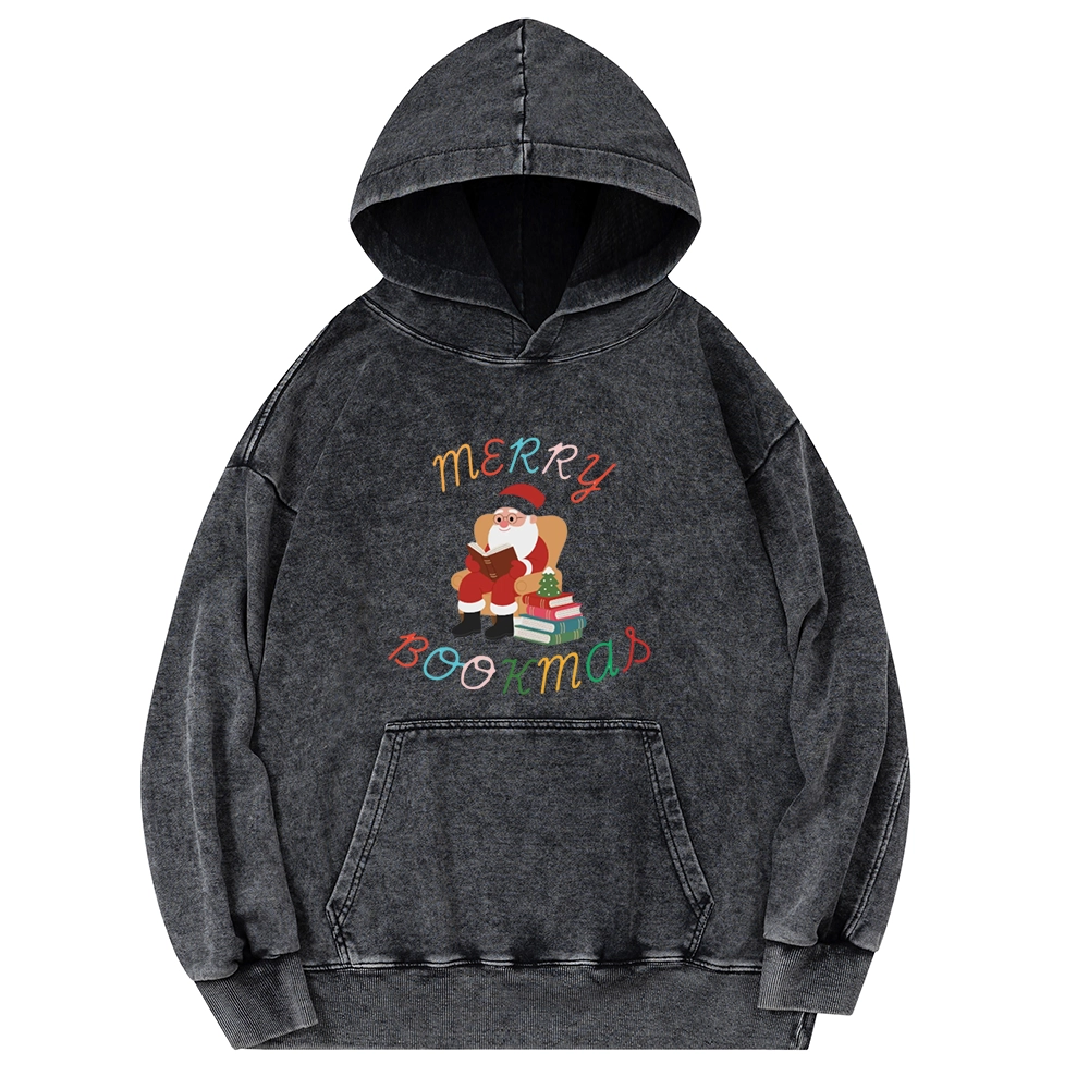 Pagewings Merry Bookmas Christmas Unisex Washed Hoodie