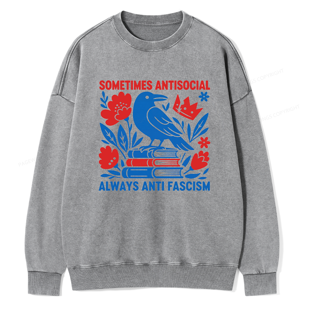 Pagewings Anti Fascism Unisex Washed Sweatshirt