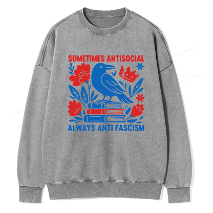 Pagewings Anti Fascism Unisex Washed Sweatshirt
