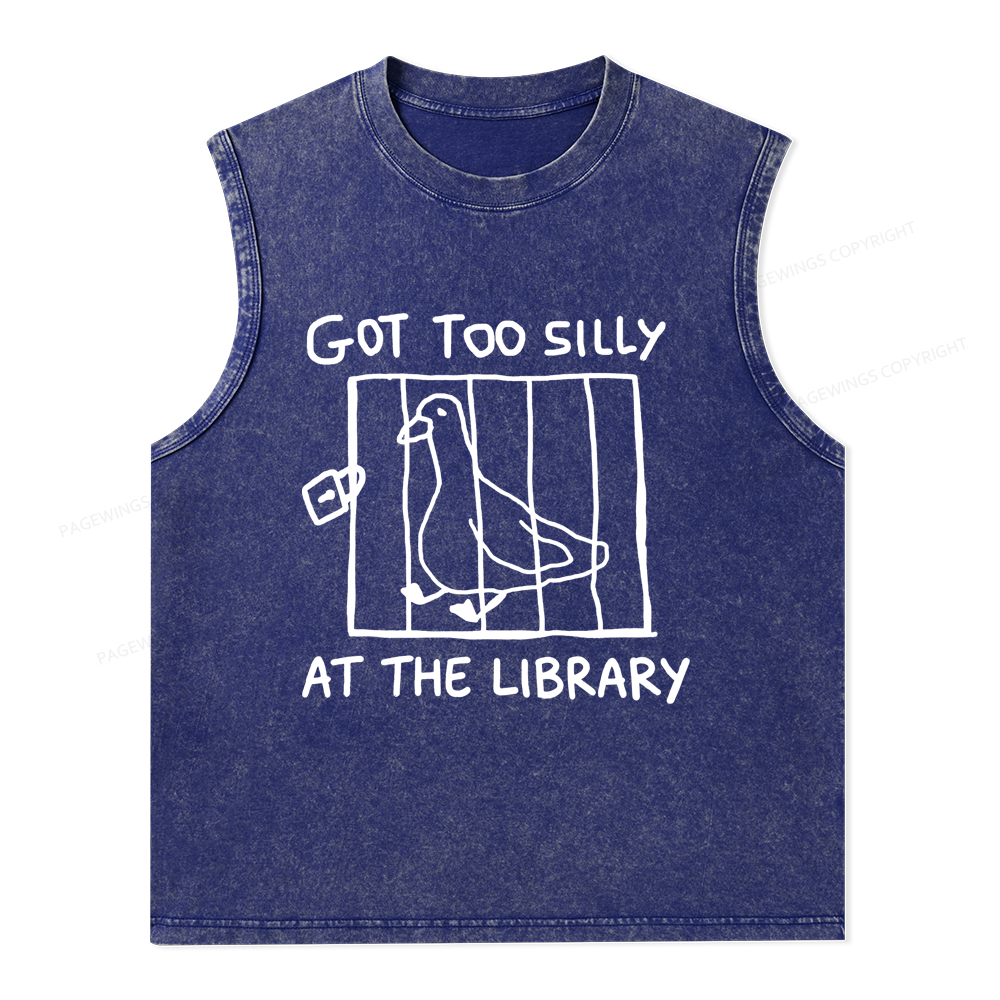 Pagewings Got Too Silly At The Library Unisex Washed Tank Top