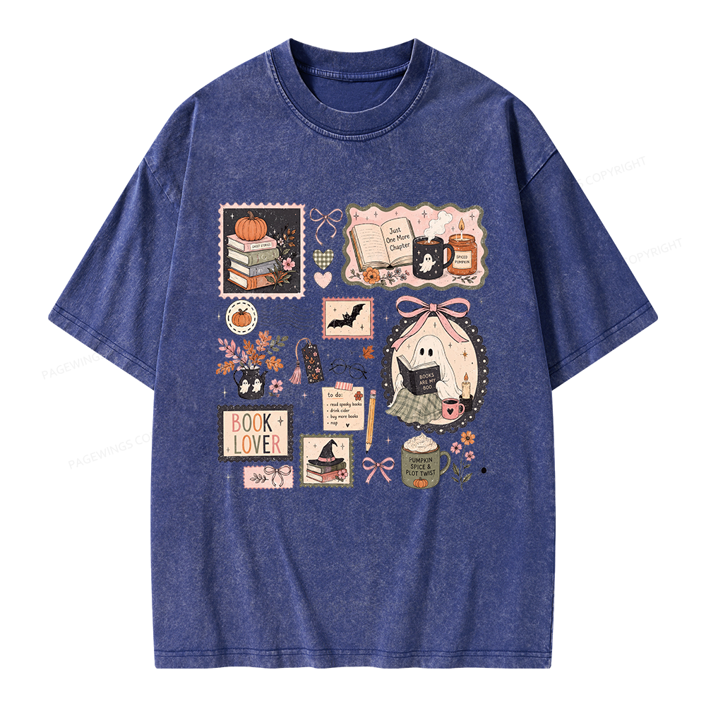 Pagewings Halloween Book Club Unisex Washed T-shirt