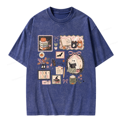 Pagewings Halloween Book Club Unisex Washed T-shirt