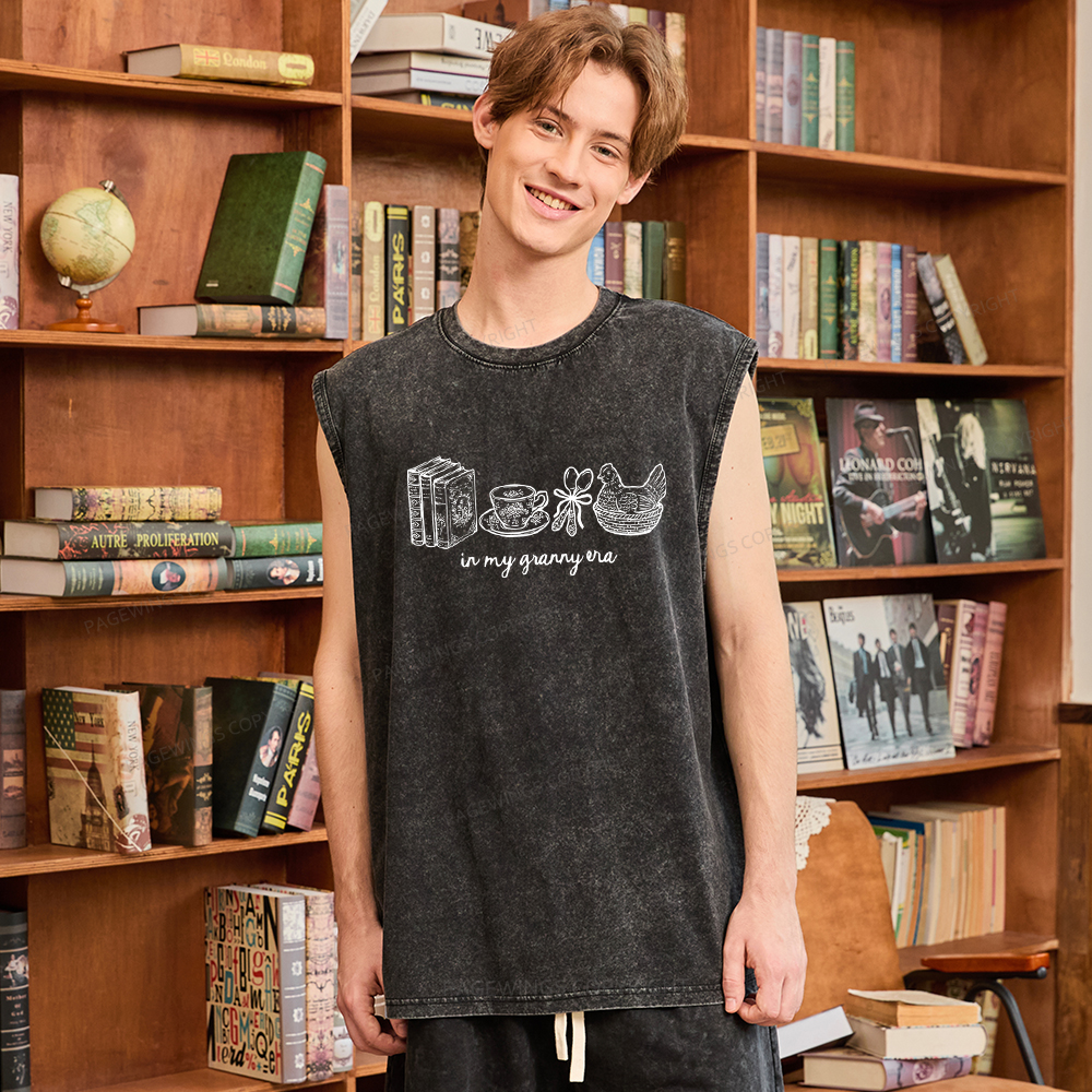 Pagewings In My Granny Era Unisex Washed Tank Top