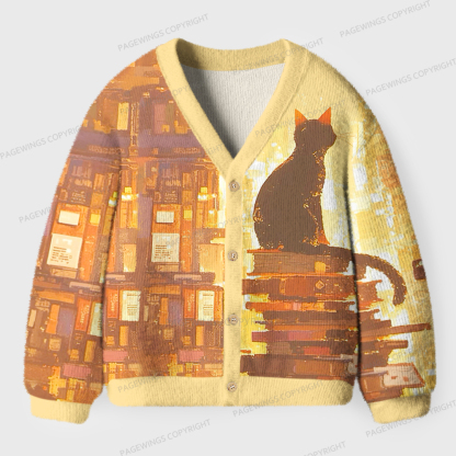 Pagewings Cats Loves Reading Unisex Cardigan Sweaters