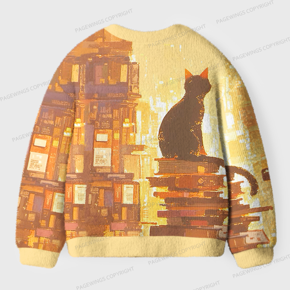 Pagewings Cats Loves Reading Unisex Cardigan Sweaters