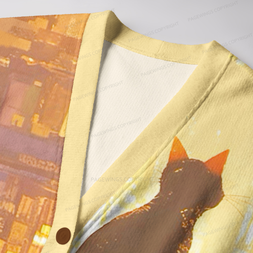 Pagewings Cats Loves Reading Unisex Cardigan Sweaters