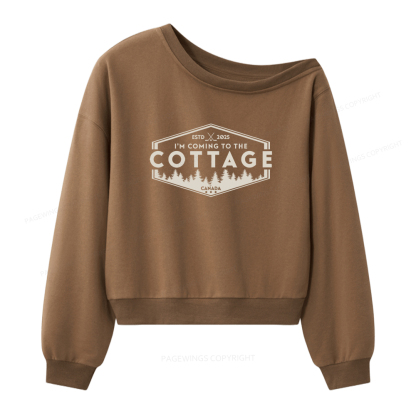 Pagewings Coming To The Cottage Women Off Shoulder Sweatshirt