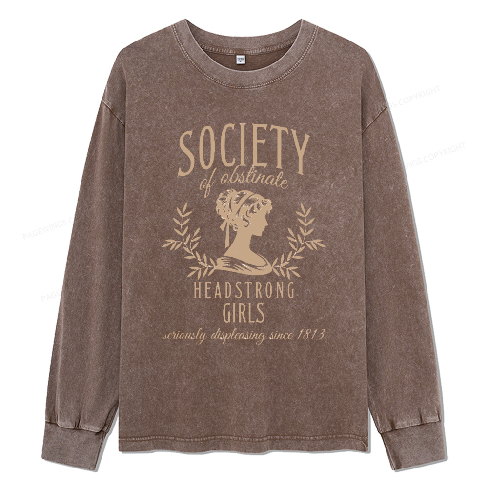 Pagewings Society Of Obstinate Headstrong Unisex Washed Long Sleeve T-shirt