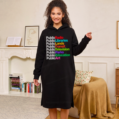 Pagewings Public Libraries Side-Slit Fleece Hoodie Dress