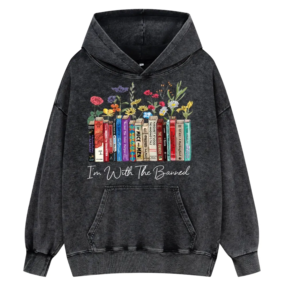 Pagewings I'm With The Banned Flowers Unisex Washed Hoodie