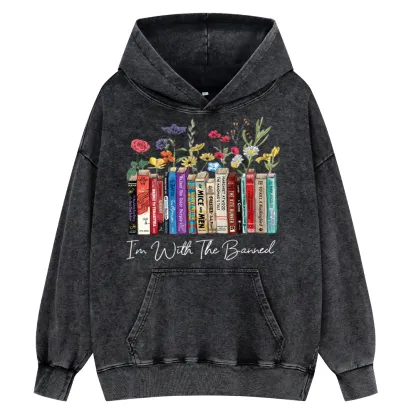 Pagewings I'm With The Banned Flowers Unisex Washed Hoodie