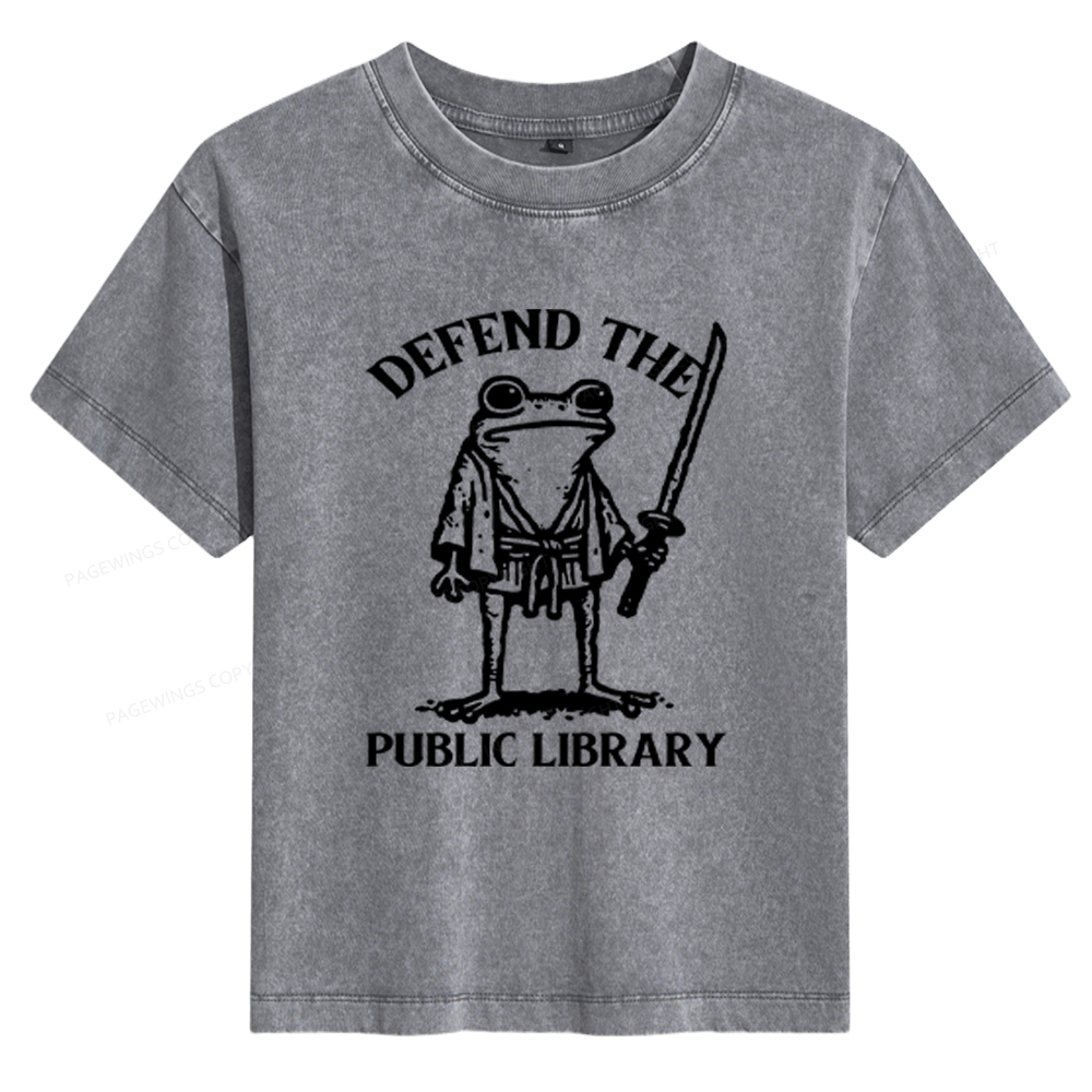 Pagewings Defend Your Public Library Women's Washed T-shirt