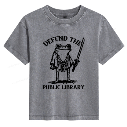 Pagewings Defend Your Public Library Women's Washed T-shirt