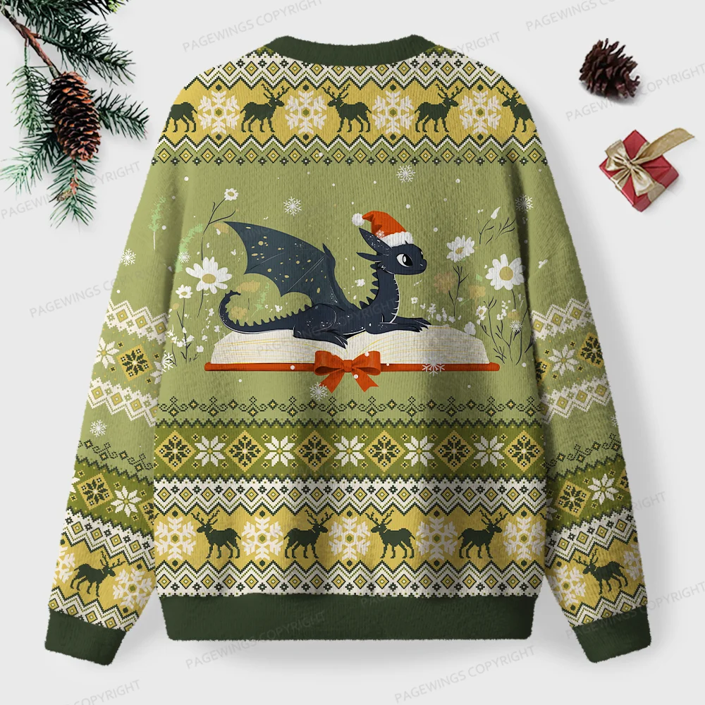 Pagewings Read Books Be Kind Stay Weird Unisex Ugly Knit Sweatshirt