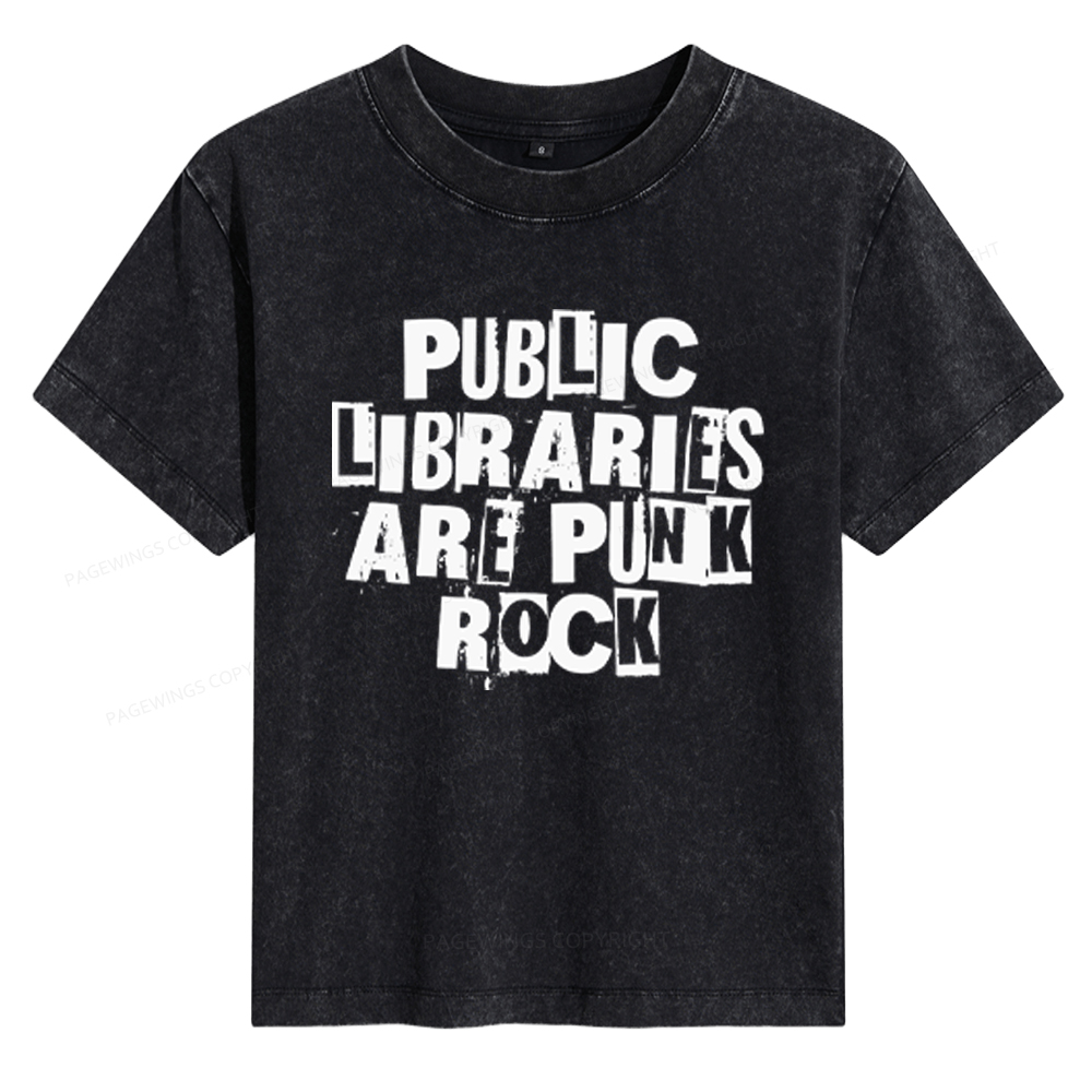 Pagewings Public Libraries Are Punk Rock Women's Washed T-shirt