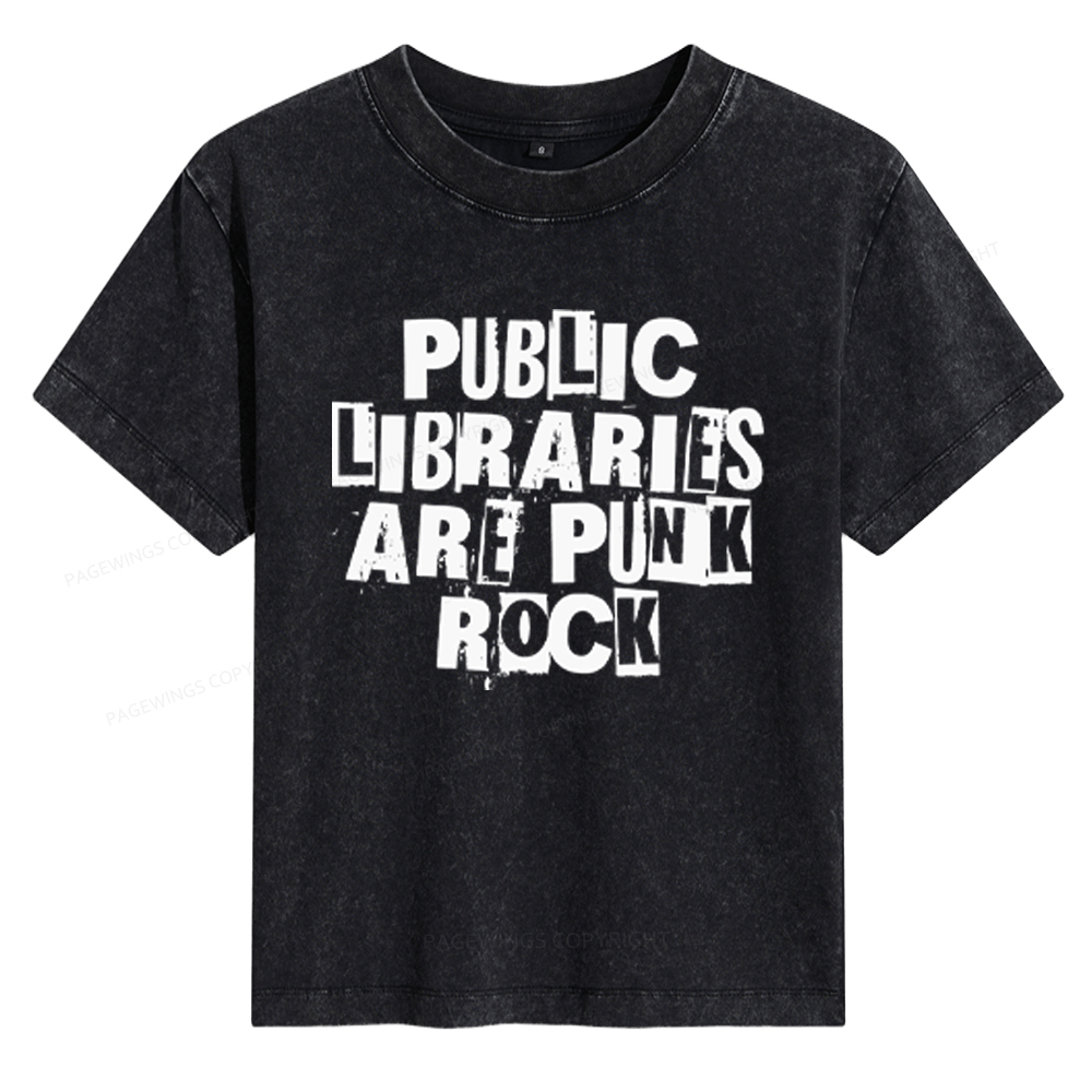 Pagewings Public Libraries Are Punk Rock Women's Washed T-shirt