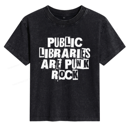 Pagewings Public Libraries Are Punk Rock Women's Washed T-shirt