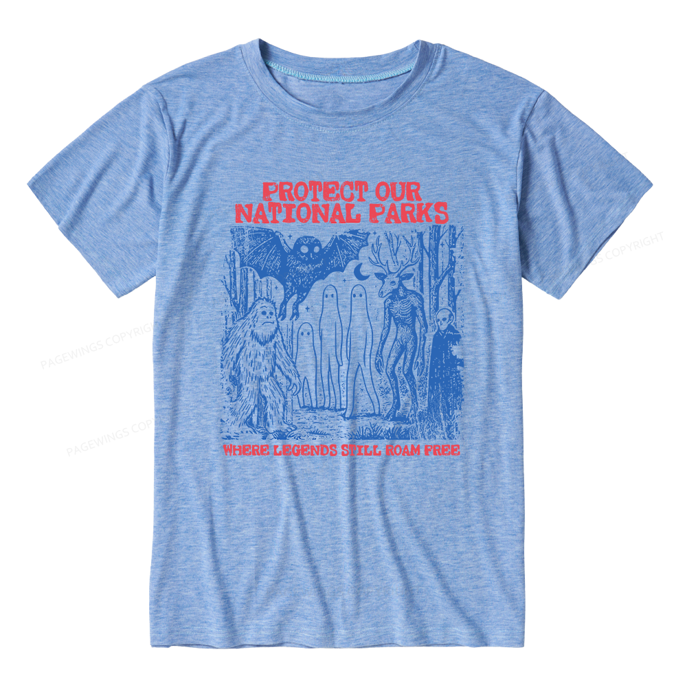 Pagewings Protect Our Parks Vintage Camping Unisex Heather T-Shirt