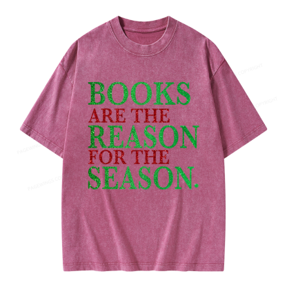 Pagewings Books Are The Reason For The Season Unisex Washed T-shirt
