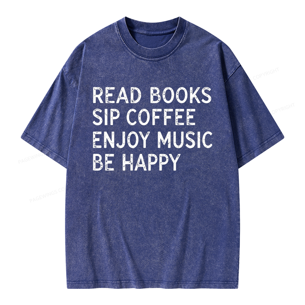 Pagewings Read Books Sip Coffee Unisex Washed T-shirt