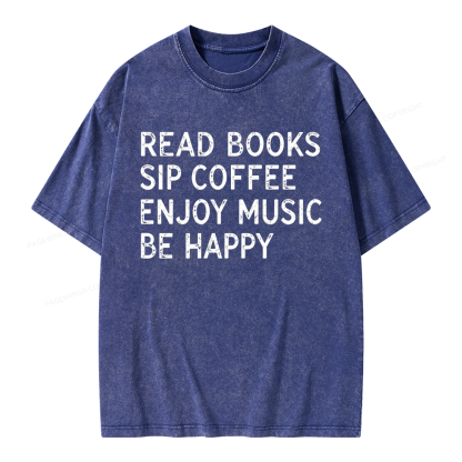 Pagewings Read Books Sip Coffee Unisex Washed T-shirt