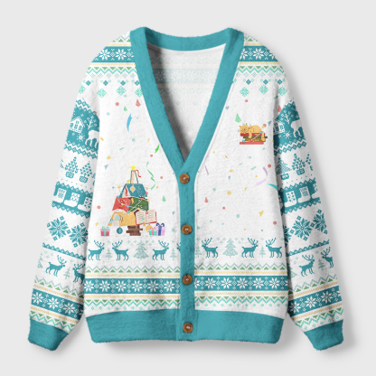 Pagewings Christmas Cozy Reading Light Knit Unisex Cardigan Sweaters