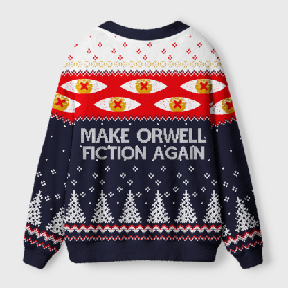 Pagewings Make Fiction Orwell Again Light Knit Unisex Cardigan Sweaters