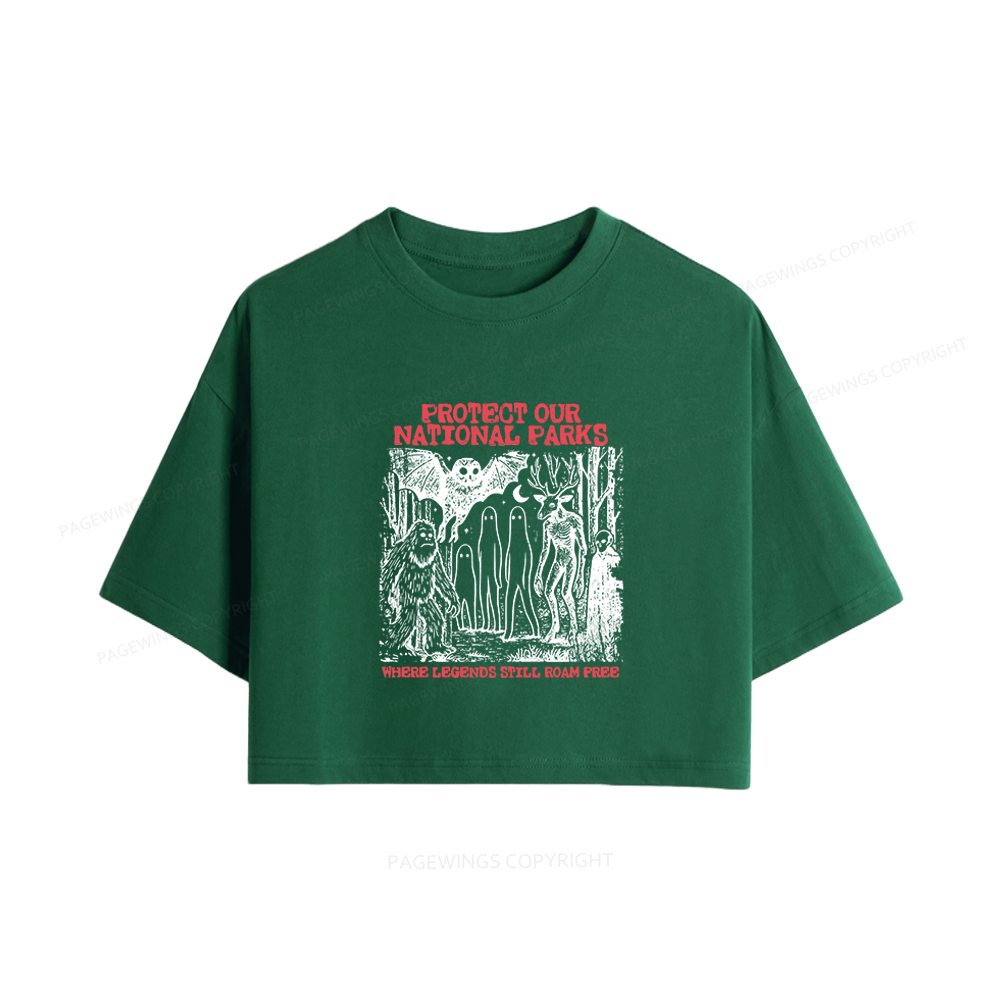 Pagewings Protect Our Parks Vintage Camping Women Crop Tops