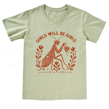 Pagewing Girls Will Be Girls V-neck T-shirt