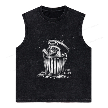 Pagewings Trash Reader Raccoon - Book Quote Unisex Washed Tank Top