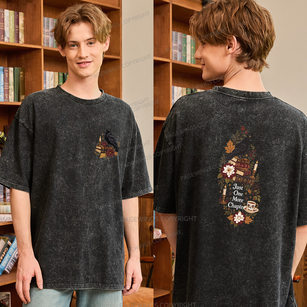 Pagewings Dark Academia Book Unisex Washed T-shirt