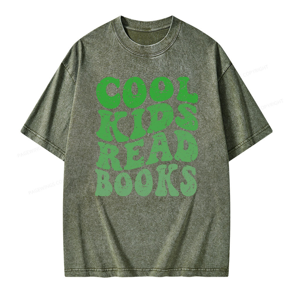 Pagewings cool kids read books Unisex Washed T-shirt