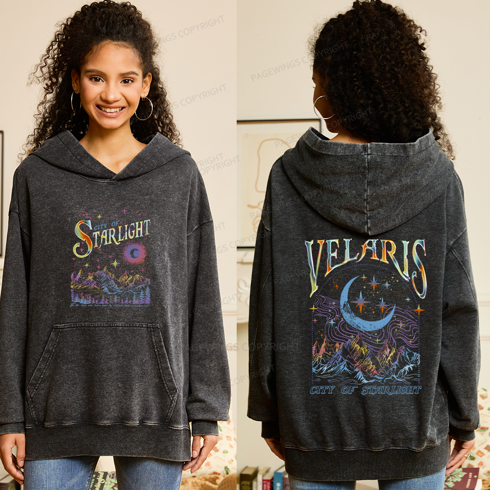 Pagewings Velaris City Of Starlight ACOTAR Two-Sided Unisex Washed Hoodie