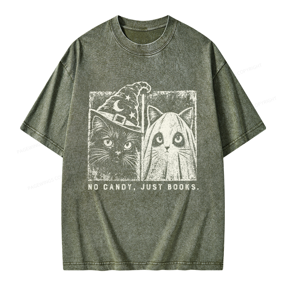 Pagewings No Candy Just Books Unisex Washed T-shirt