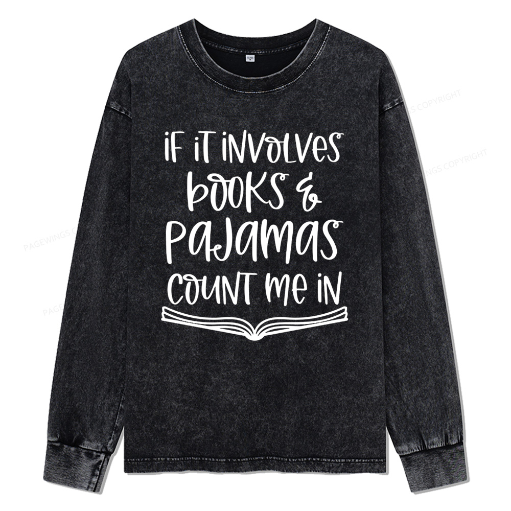 Pagewings  Books And Pajamas Unisex Washed Long Sleeve T-shirt