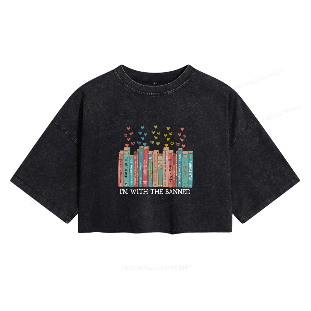 Pagewings I'm With The Banned Women's Washed Cropped T-shirt