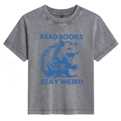 Pagewings Read Books Stay Weird Women's Washed T-shirt