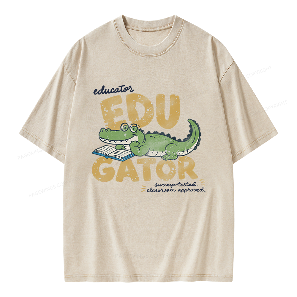 Pagewings Retro Alligator Unisex Washed T-shirt