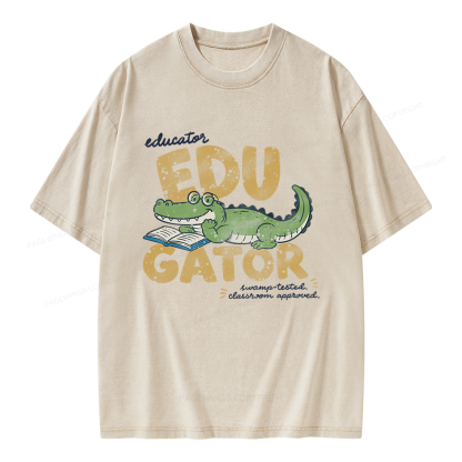 Pagewings Retro Alligator Unisex Washed T-shirt