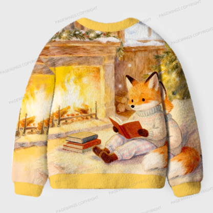 Pagewings Fox Loves Reading Unisex Cardigan Sweaters