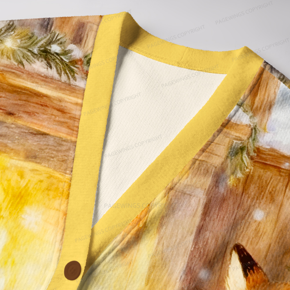 Pagewings Fox Loves Reading Unisex Cardigan Sweaters