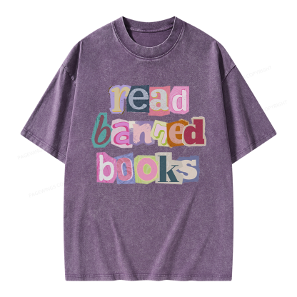 Pagewings Read Banned Books Unisex Washed T-shirt
