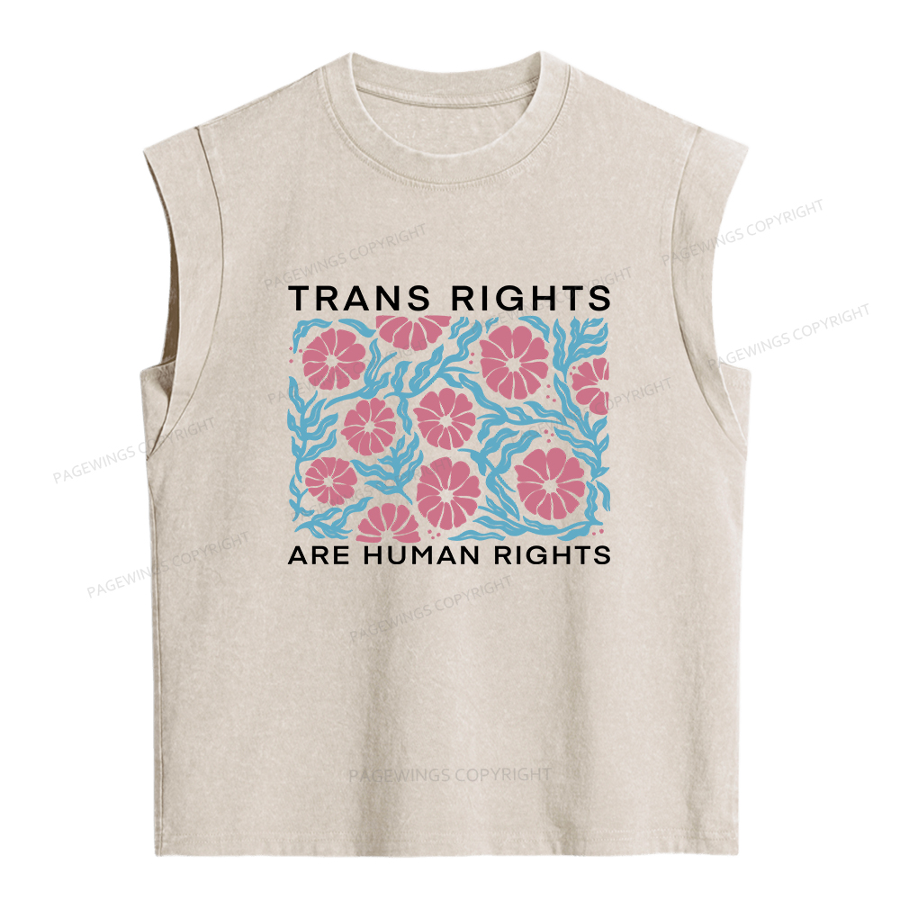 Pagewings Trans Rights Are Human Rights Women's Washed Tank Top