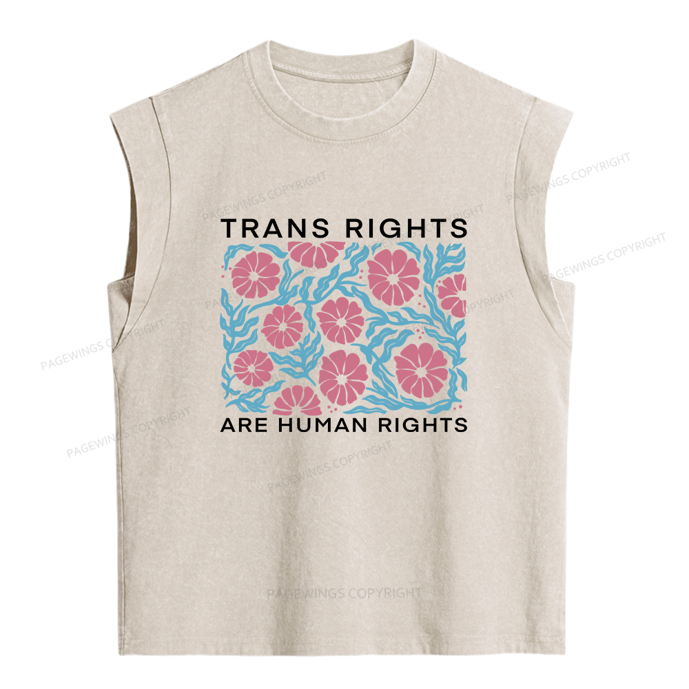 Pagewings Trans Rights Are Human Rights Women's Washed Tank Top