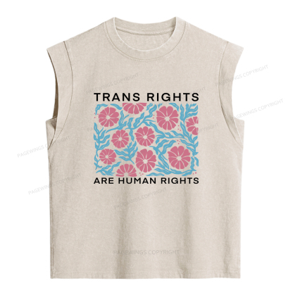 Pagewings Trans Rights Are Human Rights Women's Washed Tank Top