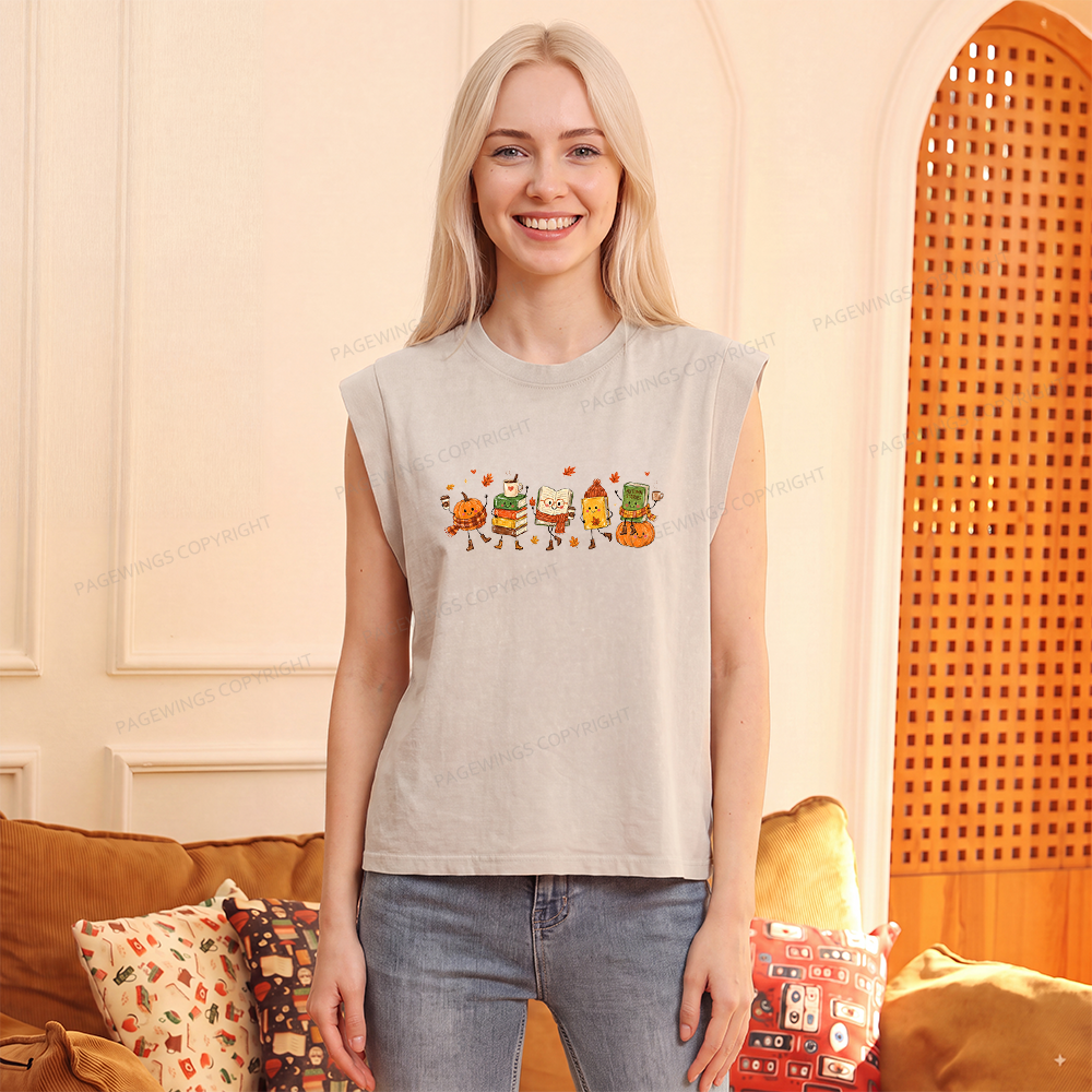 Pagewings All Booked For Fall Women's Washed Tank Top