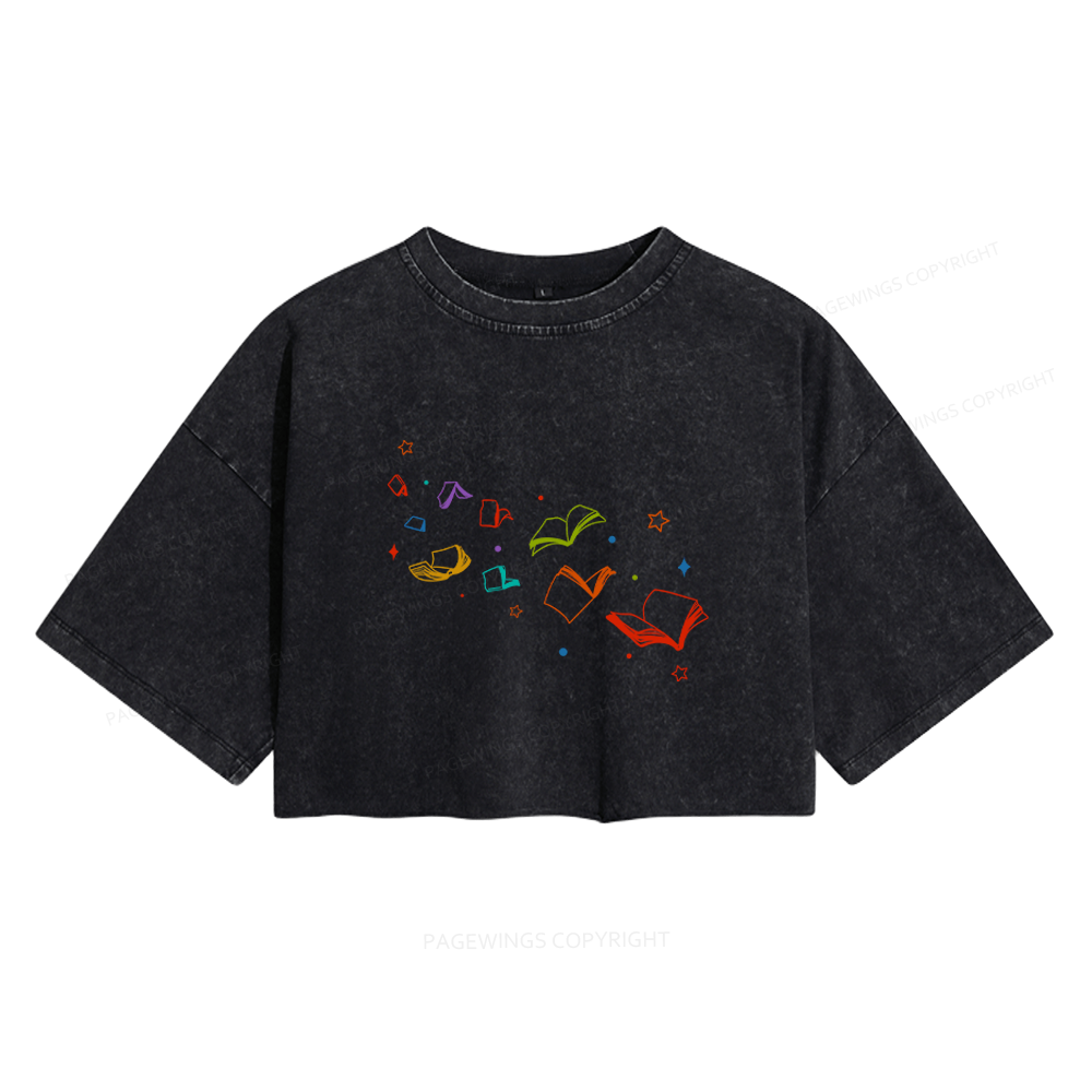 Pagewing Libraries Are For Everyone Women's Washed Cropped T-shirt