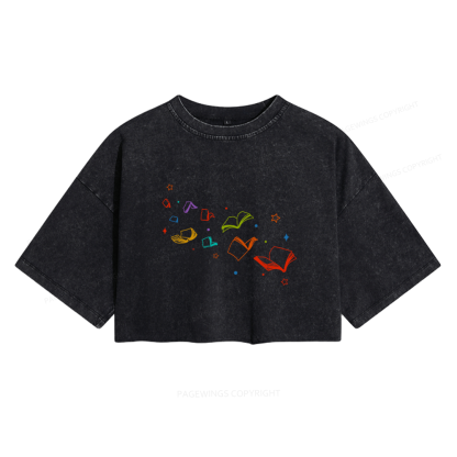 Pagewing Libraries Are For Everyone Women's Washed Cropped T-shirt