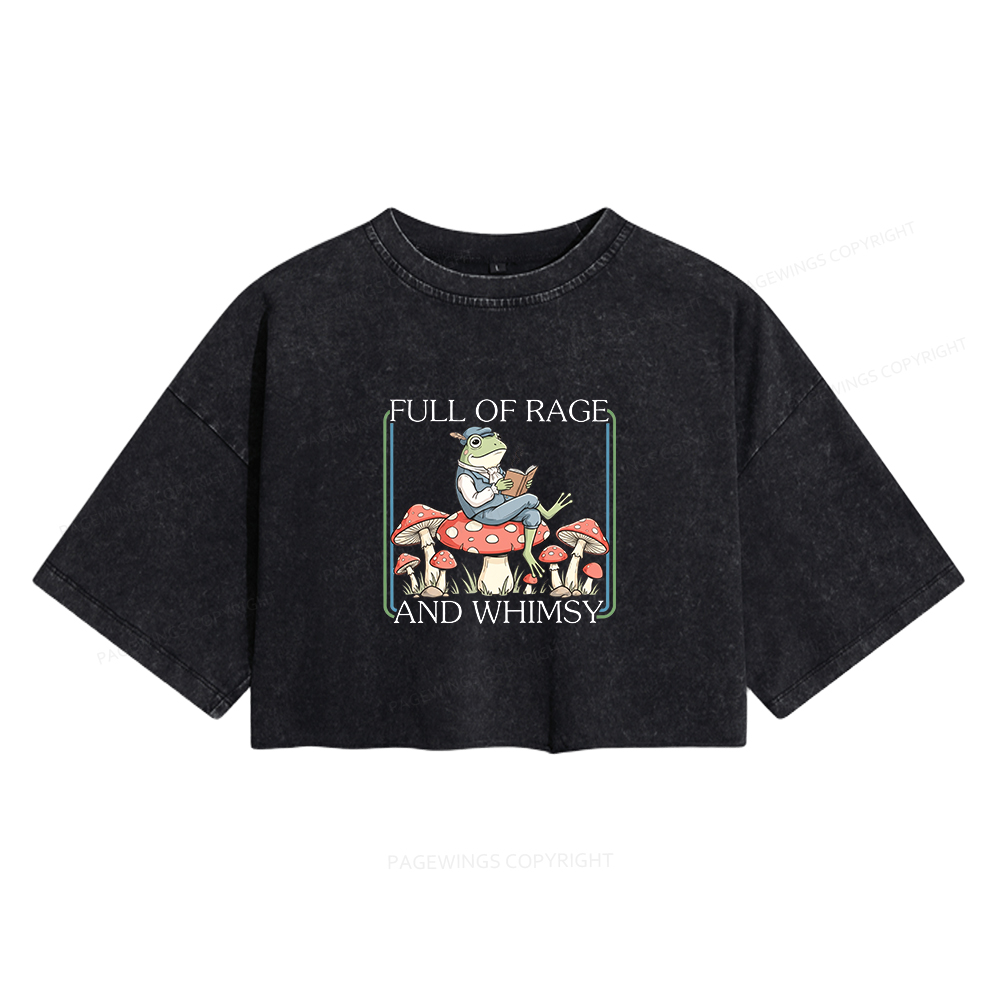 Pagewings Full Of Rage and Whimsy Women's Washed Cropped T-shirt