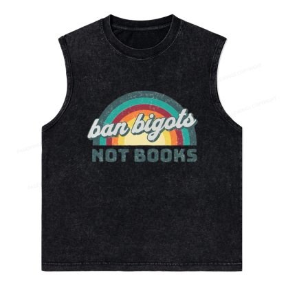 Pagewings Ban Bigots Not Books Unisex Washed Tank Top